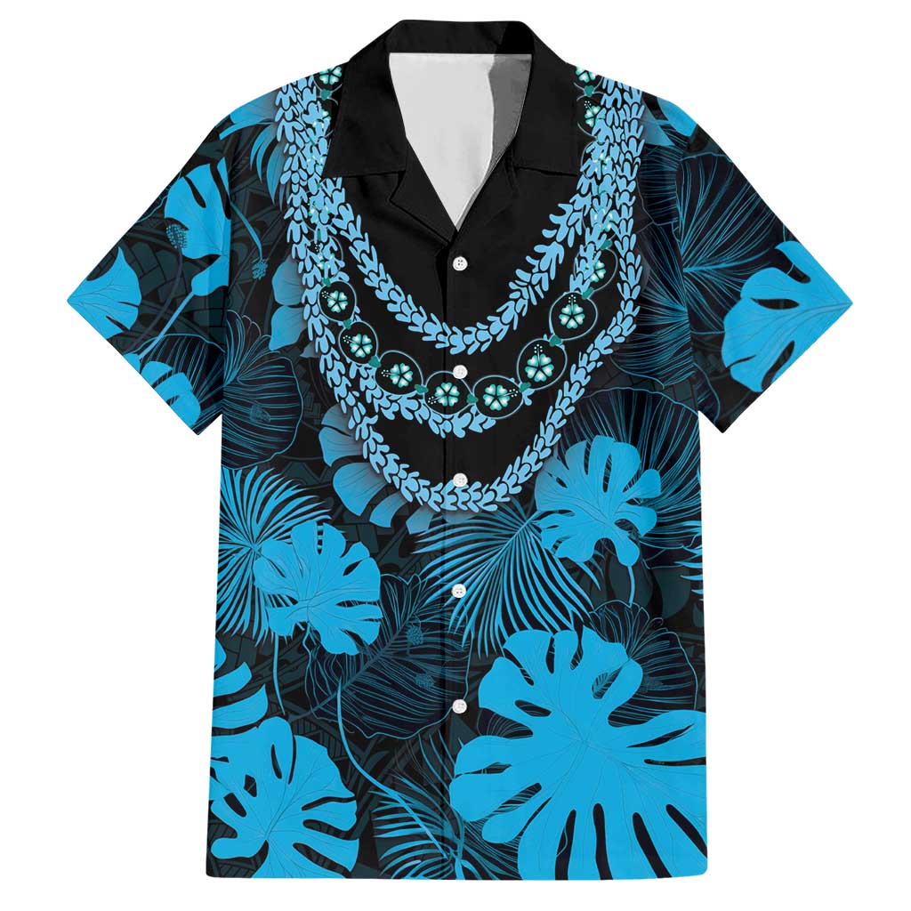Blue Hawaii Kukui Nut Lei Hawaiian Shirt Hawaiian Pattern Monstera Tropical Vibes LT14 Blue - Polynesian Pride