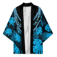 Blue Hawaii Kukui Nut Lei Kimono Hawaiian Pattern Monstera Tropical Vibes LT14 Unisex Blue - Polynesian Pride