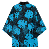 Blue Hawaii Kukui Nut Lei Kimono Hawaiian Pattern Monstera Tropical Vibes LT14 - Polynesian Pride
