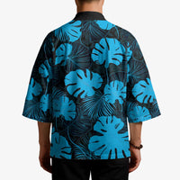 Blue Hawaii Kukui Nut Lei Kimono Hawaiian Pattern Monstera Tropical Vibes LT14 - Polynesian Pride