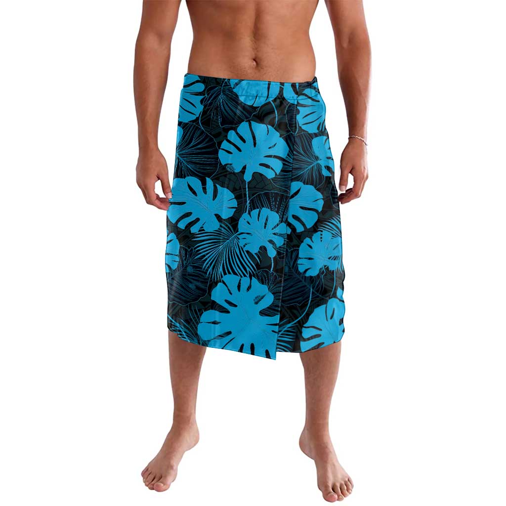 Blue Hawaii Kukui Nut Lei Lavalava Hawaiian Pattern Monstera Tropical Vibes LT14 Blue - Polynesian Pride