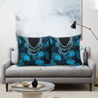 Blue Hawaii Kukui Nut Lei Pillow Cover Hawaiian Pattern Monstera Tropical Vibes LT14 - Polynesian Pride