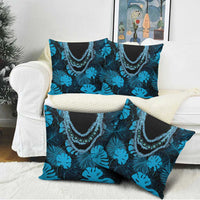 Blue Hawaii Kukui Nut Lei Pillow Cover Hawaiian Pattern Monstera Tropical Vibes LT14 - Polynesian Pride