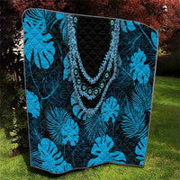Blue Hawaii Kukui Nut Lei Quilt Hawaiian Pattern Monstera Tropical Vibes LT14 - Polynesian Pride