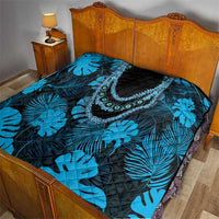 Blue Hawaii Kukui Nut Lei Quilt Hawaiian Pattern Monstera Tropical Vibes LT14 - Polynesian Pride
