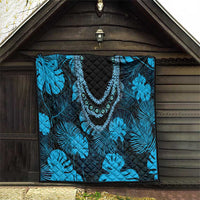 Blue Hawaii Kukui Nut Lei Quilt Hawaiian Pattern Monstera Tropical Vibes LT14 - Polynesian Pride