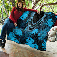 Blue Hawaii Kukui Nut Lei Quilt Hawaiian Pattern Monstera Tropical Vibes LT14 - Polynesian Pride