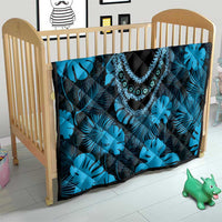 Blue Hawaii Kukui Nut Lei Quilt Hawaiian Pattern Monstera Tropical Vibes LT14 - Polynesian Pride