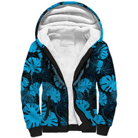 Blue Hawaii Kukui Nut Lei Sherpa Hoodie Hawaiian Pattern Monstera Tropical Vibes LT14 Unisex Blue - Polynesian Pride