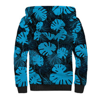 Blue Hawaii Kukui Nut Lei Sherpa Hoodie Hawaiian Pattern Monstera Tropical Vibes LT14 - Polynesian Pride