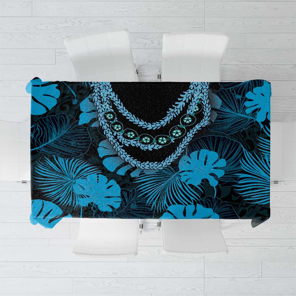 Blue Hawaii Kukui Nut Lei Tablecloth Hawaiian Pattern Monstera Tropical Vibes LT14 Blue - Polynesian Pride