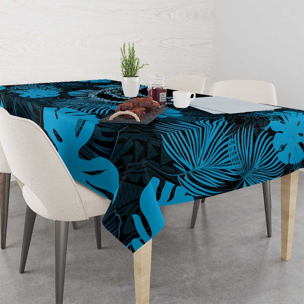 Blue Hawaii Kukui Nut Lei Tablecloth Hawaiian Pattern Monstera Tropical Vibes LT14 - Polynesian Pride