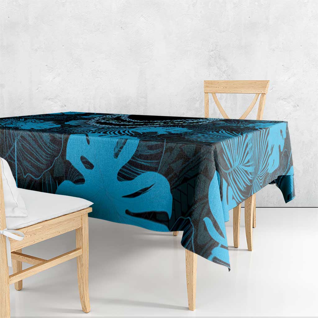 Blue Hawaii Kukui Nut Lei Tablecloth Hawaiian Pattern Monstera Tropical Vibes LT14 - Polynesian Pride