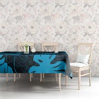 Blue Hawaii Kukui Nut Lei Tablecloth Hawaiian Pattern Monstera Tropical Vibes LT14 - Polynesian Pride
