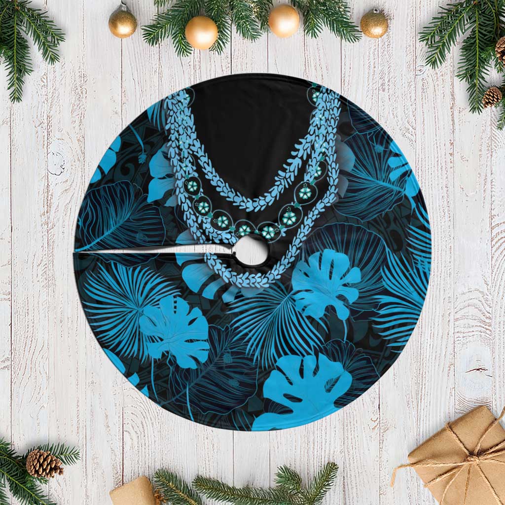Blue Hawaii Kukui Nut Lei Tree Skirt Hawaiian Pattern Monstera Tropical Vibes LT14 Casual Blue - Polynesian Pride