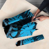Blue Hawaii Kukui Nut Lei Umbrella Hawaiian Pattern Monstera Tropical Vibes LT14 - Polynesian Pride