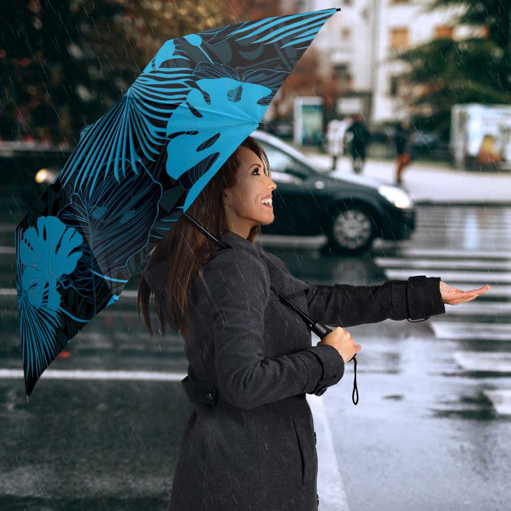Blue Hawaii Kukui Nut Lei Umbrella Hawaiian Pattern Monstera Tropical Vibes LT14 - Polynesian Pride