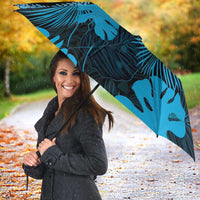 Blue Hawaii Kukui Nut Lei Umbrella Hawaiian Pattern Monstera Tropical Vibes LT14 - Polynesian Pride