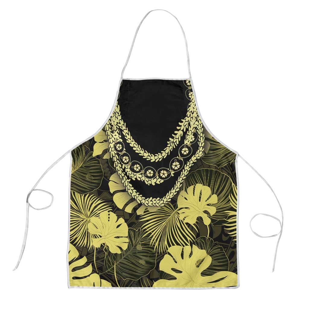 Yellow Hawaii Kukui Nut Lei Apron Hawaiian Pattern Monstera Tropical Vibes LT14 Yellow - Polynesian Pride