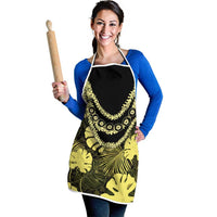 Yellow Hawaii Kukui Nut Lei Apron Hawaiian Pattern Monstera Tropical Vibes LT14 - Polynesian Pride