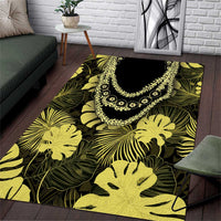 Yellow Hawaii Kukui Nut Lei Area Rug Hawaiian Pattern Monstera Tropical Vibes LT14 Yellow - Polynesian Pride