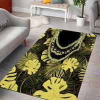 Yellow Hawaii Kukui Nut Lei Area Rug Hawaiian Pattern Monstera Tropical Vibes LT14 - Polynesian Pride