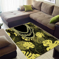 Yellow Hawaii Kukui Nut Lei Area Rug Hawaiian Pattern Monstera Tropical Vibes LT14 - Polynesian Pride