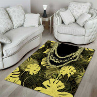 Yellow Hawaii Kukui Nut Lei Area Rug Hawaiian Pattern Monstera Tropical Vibes LT14 - Polynesian Pride