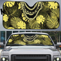 Yellow Hawaii Kukui Nut Lei Auto Sun Shade Hawaiian Pattern Monstera Tropical Vibes LT14 Yellow - Polynesian Pride