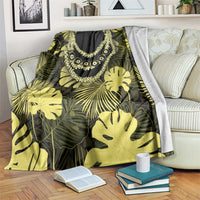 Yellow Hawaii Kukui Nut Lei Blanket Hawaiian Pattern Monstera Tropical Vibes LT14 Yellow - Polynesian Pride