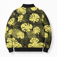 Yellow Hawaii Kukui Nut Lei Bomber Puffer Jacket Hawaiian Pattern Monstera Tropical Vibes LT14 - Polynesian Pride