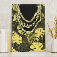 Yellow Hawaii Kukui Nut Lei Canvas Wall Art Hawaiian Pattern Monstera Tropical Vibes LT14 Without Frame Yellow - Polynesian Pride