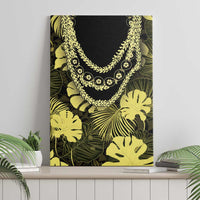Yellow Hawaii Kukui Nut Lei Canvas Wall Art Hawaiian Pattern Monstera Tropical Vibes LT14 - Polynesian Pride