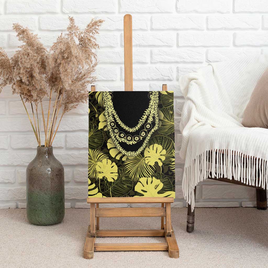 Yellow Hawaii Kukui Nut Lei Canvas Wall Art Hawaiian Pattern Monstera Tropical Vibes LT14 - Polynesian Pride