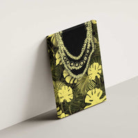 Yellow Hawaii Kukui Nut Lei Canvas Wall Art Hawaiian Pattern Monstera Tropical Vibes LT14 - Polynesian Pride