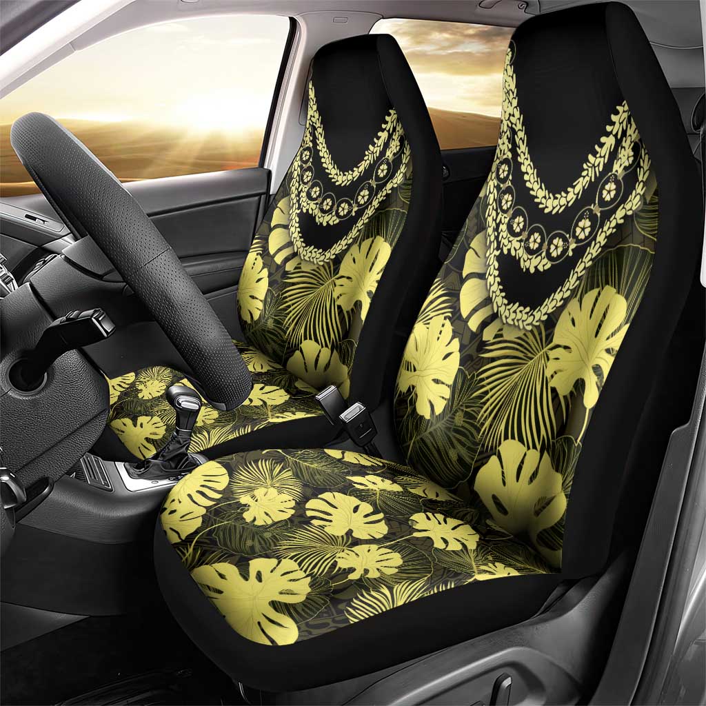 Yellow Hawaii Kukui Nut Lei Car Seat Cover Hawaiian Pattern Monstera Tropical Vibes LT14 - Polynesian Pride