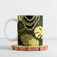 Yellow Hawaii Kukui Nut Lei Ceramic Mug Hawaiian Pattern Monstera Tropical Vibes LT14 Yellow - Polynesian Pride