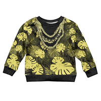 Yellow Hawaii Kukui Nut Lei Kid Ugly Christmas Sweater Hawaiian Pattern Monstera Tropical Vibes LT14 Kid Yellow - Polynesian Pride