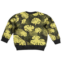 Yellow Hawaii Kukui Nut Lei Kid Ugly Christmas Sweater Hawaiian Pattern Monstera Tropical Vibes LT14 - Polynesian Pride