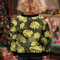 Yellow Hawaii Kukui Nut Lei Kid Ugly Christmas Sweater Hawaiian Pattern Monstera Tropical Vibes LT14 - Polynesian Pride