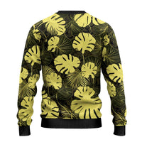 Yellow Hawaii Kukui Nut Lei Ugly Christmas Sweater Hawaiian Pattern Monstera Tropical Vibes LT14 - Polynesian Pride