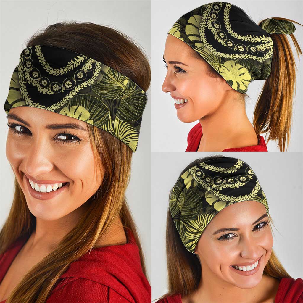 Yellow Hawaii Kukui Nut Lei Neck Gaiter Hawaiian Pattern Monstera Tropical Vibes LT14 - Polynesian Pride
