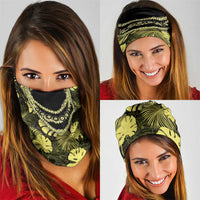 Yellow Hawaii Kukui Nut Lei Neck Gaiter Hawaiian Pattern Monstera Tropical Vibes LT14 - Polynesian Pride