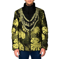 Yellow Hawaii Kukui Nut Lei Padded Jacket Hawaiian Pattern Monstera Tropical Vibes LT14 Men Yellow - Polynesian Pride