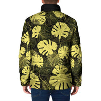 Yellow Hawaii Kukui Nut Lei Padded Jacket Hawaiian Pattern Monstera Tropical Vibes LT14 - Polynesian Pride