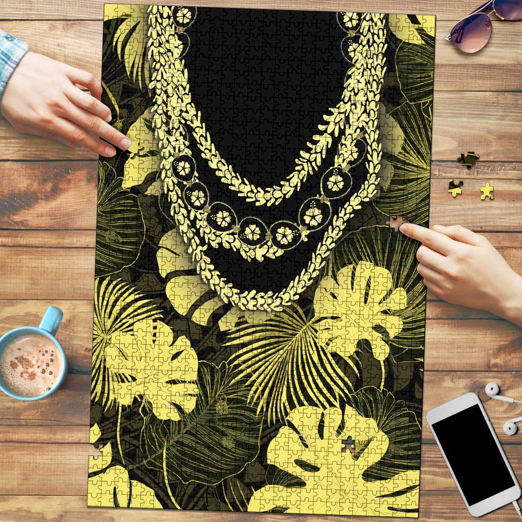 Yellow Hawaii Kukui Nut Lei Puzzle Hawaiian Pattern Monstera Tropical Vibes LT14 Yellow - Polynesian Pride