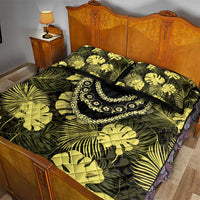 Yellow Hawaii Kukui Nut Lei Quilt Bed Set Hawaiian Pattern Monstera Tropical Vibes LT14 - Polynesian Pride