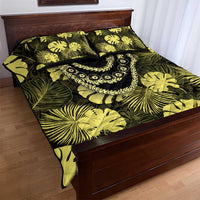 Yellow Hawaii Kukui Nut Lei Quilt Bed Set Hawaiian Pattern Monstera Tropical Vibes LT14 - Polynesian Pride