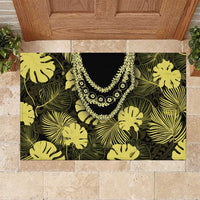 Yellow Hawaii Kukui Nut Lei Rubber Doormat Hawaiian Pattern Monstera Tropical Vibes LT14 Yellow - Polynesian Pride