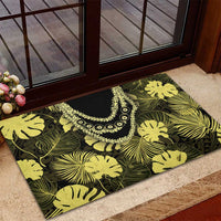 Yellow Hawaii Kukui Nut Lei Rubber Doormat Hawaiian Pattern Monstera Tropical Vibes LT14 - Polynesian Pride